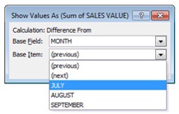 pivot table compare